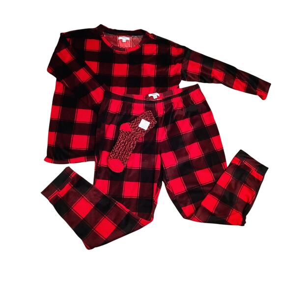 Sonoma Goods for Life XXL Women’s Red Black Plaid Pajama Set With Socks - Picture 1 of 12